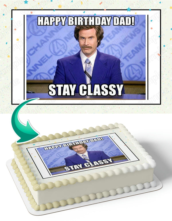 Will Ferrell Anchorman The Legend of Ron Burgundy Meme M2 Edible Cake Toppers