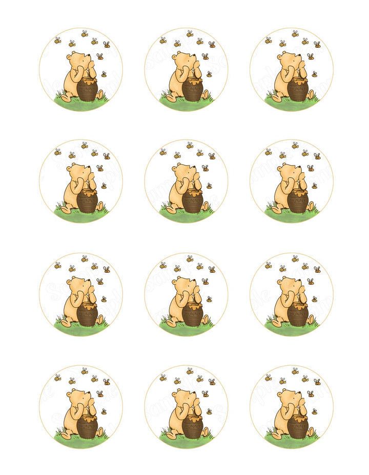 Winnie the Pooh Honey Comb Bees Edible Cupcake Toppers