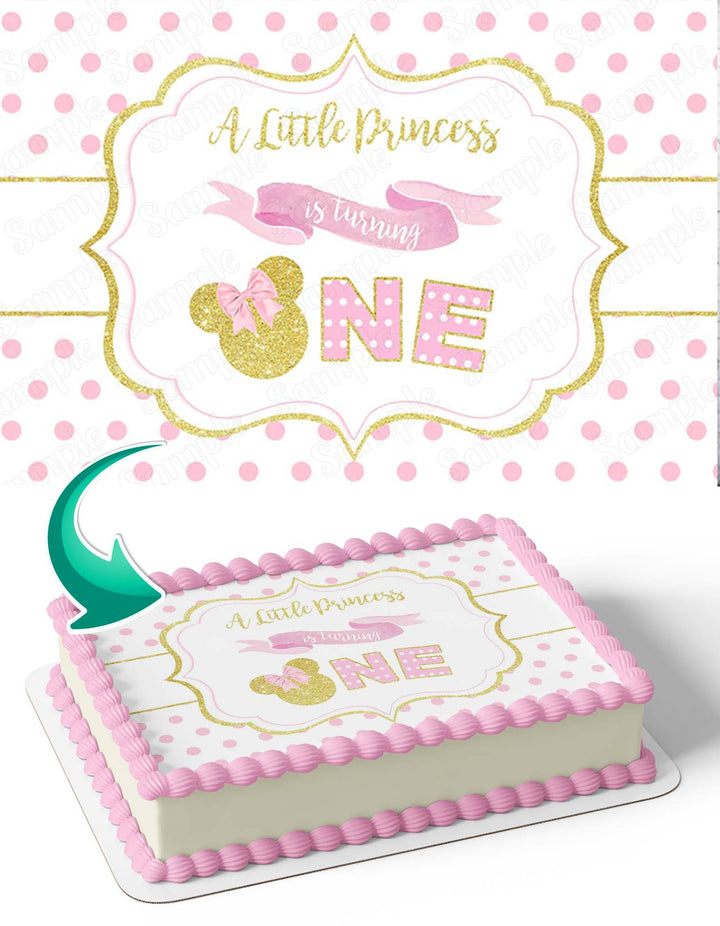 A Little Princess is Turning 1 Girl Edible Cake Toppers