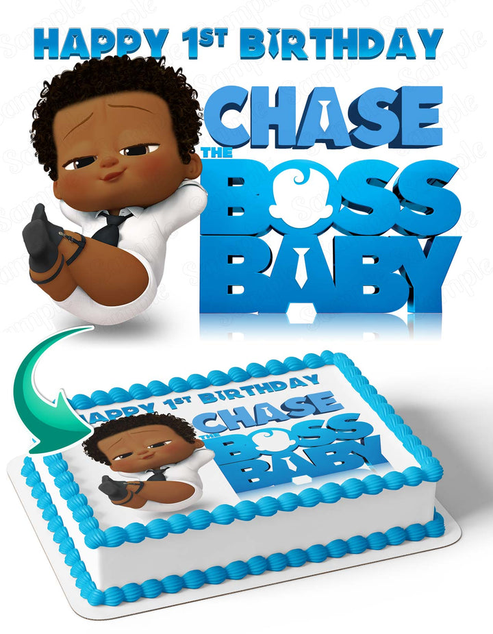 Boss Baby African American Black Boy Edible Cake Toppers