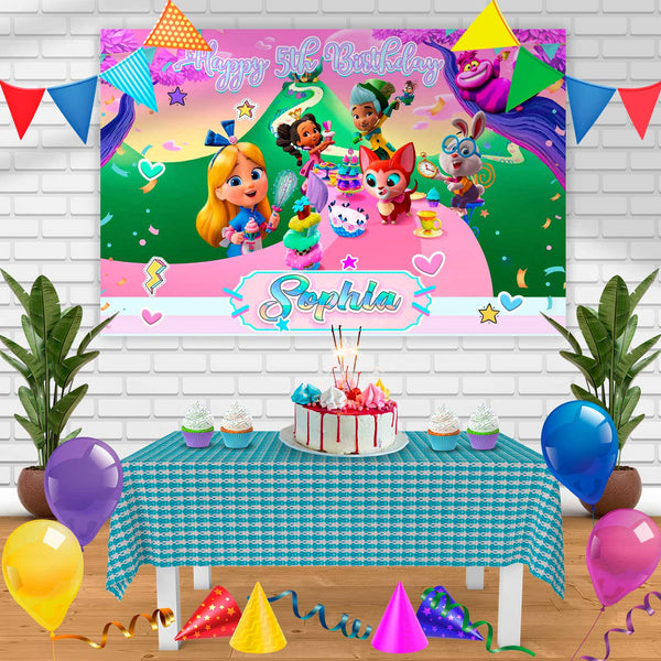 Alices Wonderland Bakery Birthday Banner Personalized Party Backdrop Decoration