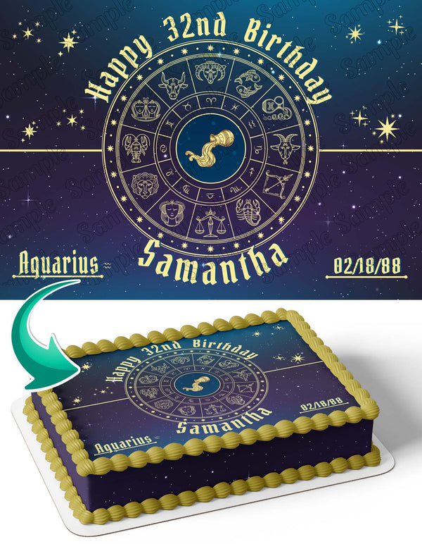 Aquarius Horoscope Astrology Zodiac Edible Cake Toppers