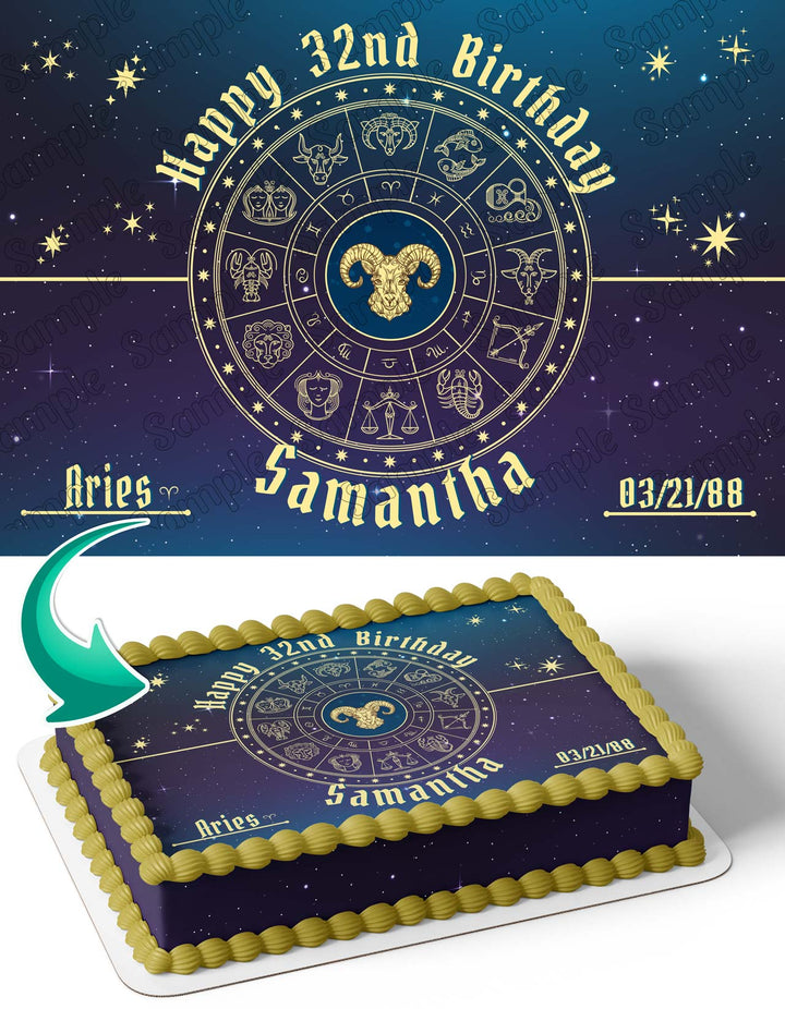 Aries Horoscope Astrology Zodiac Edible Cake Toppers