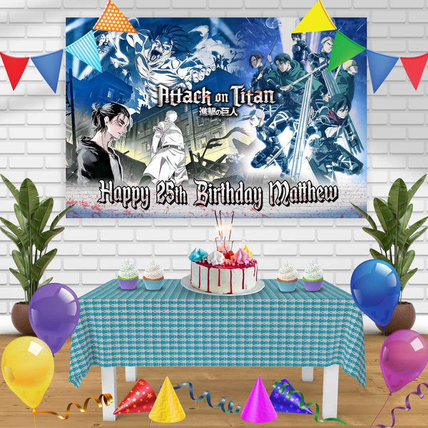 Attack on Tittan Season 2 Birthday Banner Personalized Party Backdrop Decoration