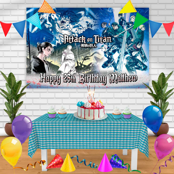 Attack On Tittan Season 4 Birthday Banner Personalized Party Backdrop Decoration