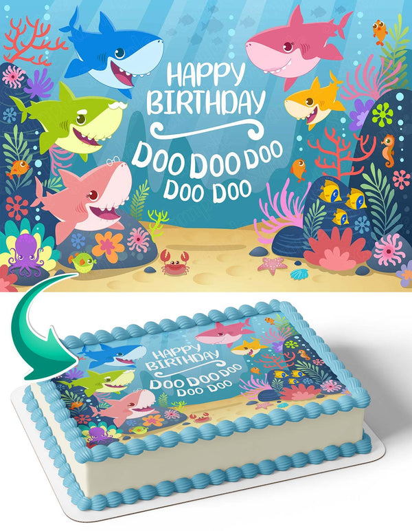 Baby Shark Doo Doo Doo Edible Cake Toppers