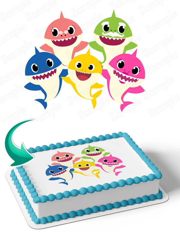 Baby Shark Family Deco Edible Cake Toppers