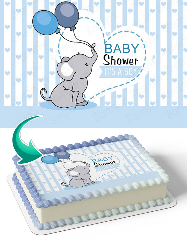 Baby Shower Boy Elephant Its A BoyIAB Edible Cake Toppers