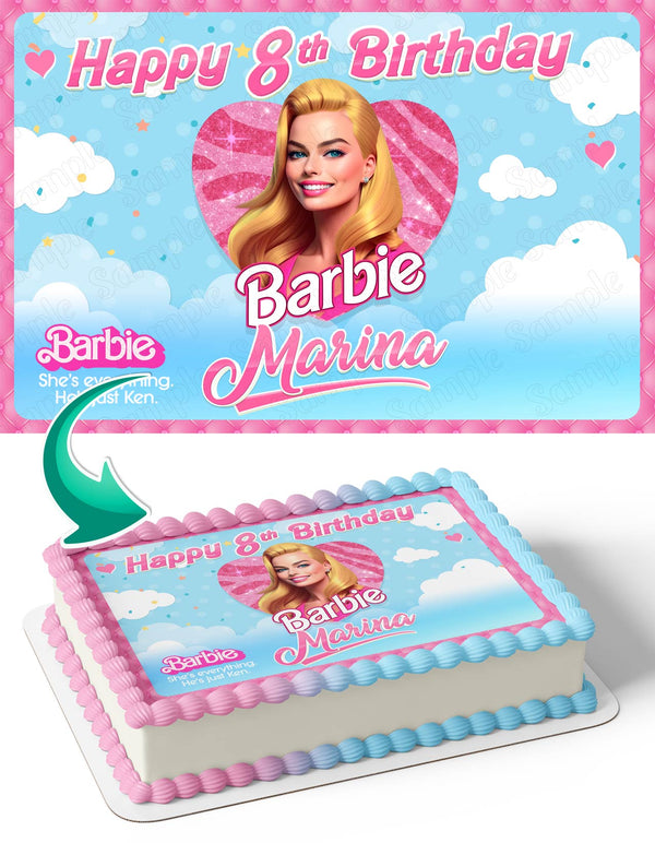 Barbi Pink Princess Barby Edible Cake Toppers