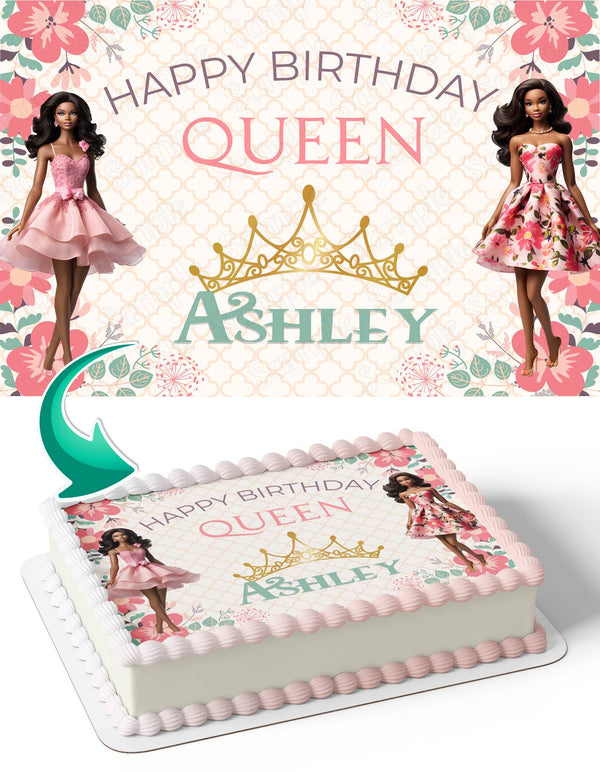 barbie Afro American Princess Queen Ladys Girls KL Edible Cake Toppers