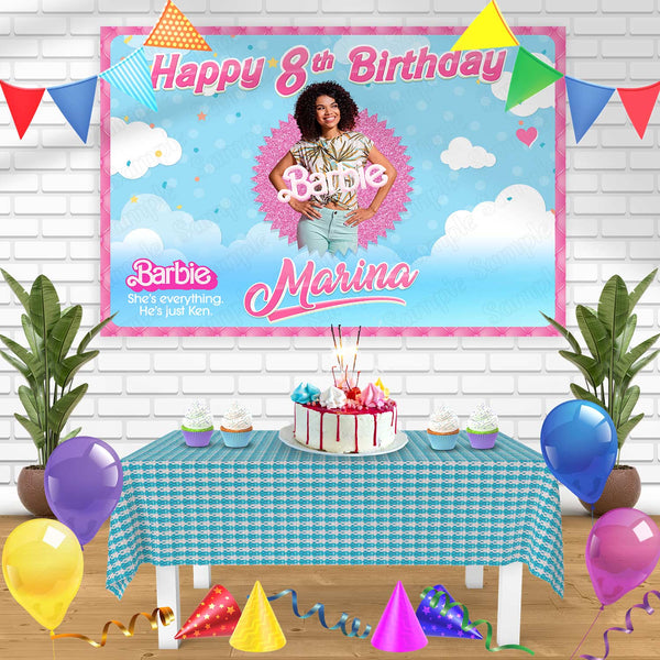 Barbie Frame Girls Bn Birthday Banner Personalized Party Backdrop Decoration