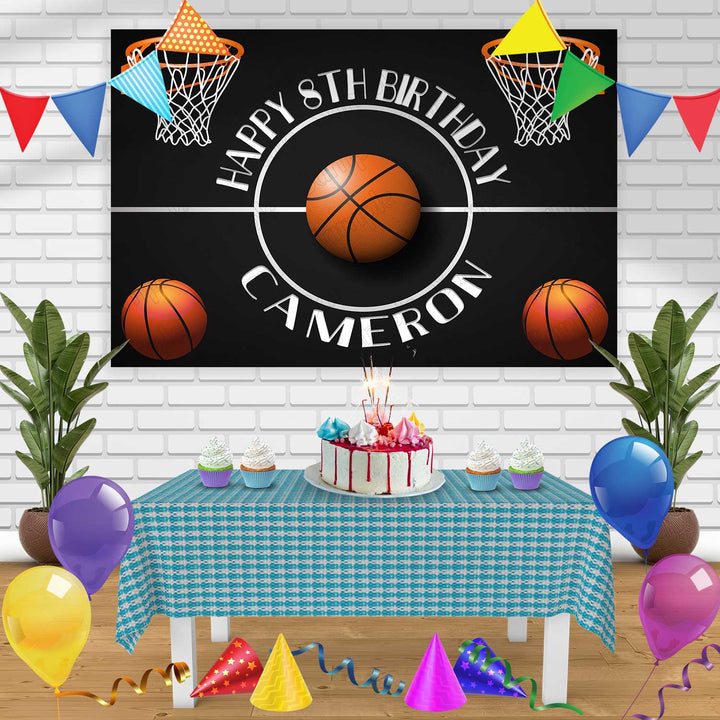 Basketball Birthday Banner Personalized Party Backdrop Decoration