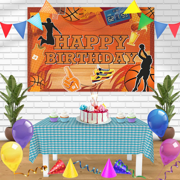 Basketball Court Fan Shoes Bn Birthday Banner Personalized Party Backdrop Decoration