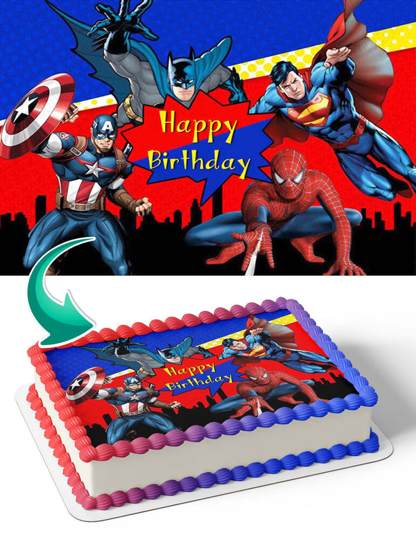 Batman Captain America Spiderman Superman Edible Cake Toppers