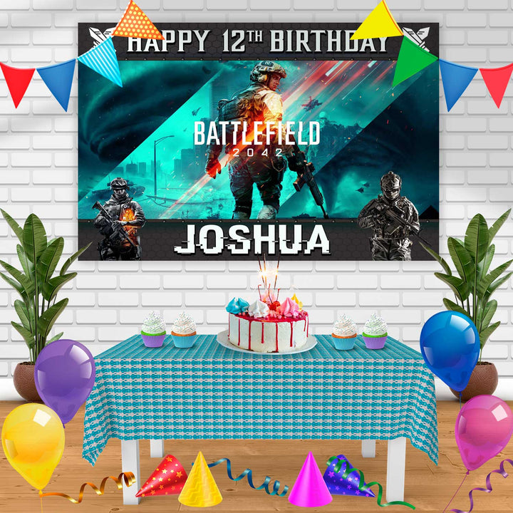 Battlefield 2042 Birthday Banner Personalized Party Backdrop Decoration