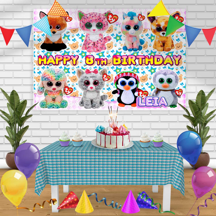 Beanie Boo Birthday Banner Personalized Party Backdrop Decoration