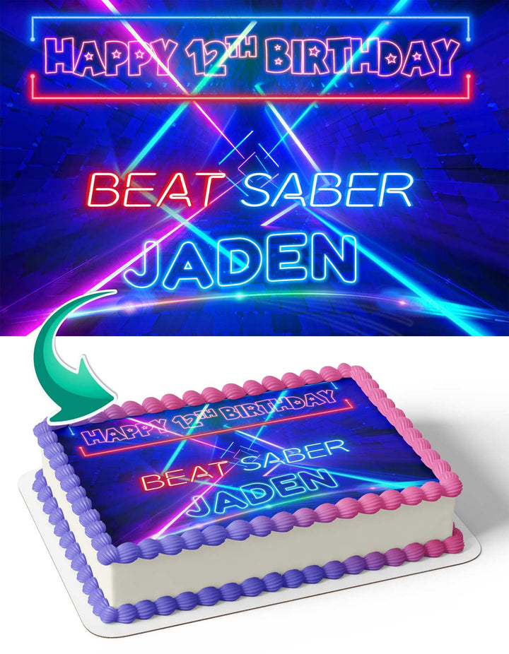 Beat Saber Game VR Edible Cake Toppers