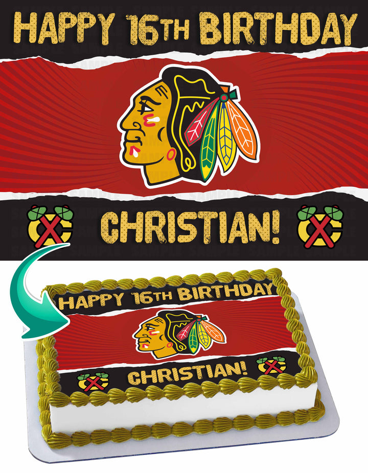 Blackhawks Chicago Edible Cake Toppers