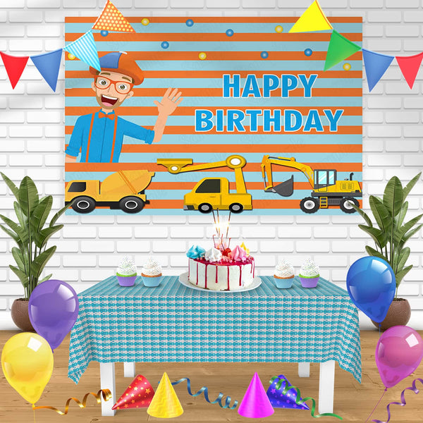 Blippi Construction Kids Bn Birthday Banner Personalized Party Backdrop Decoration