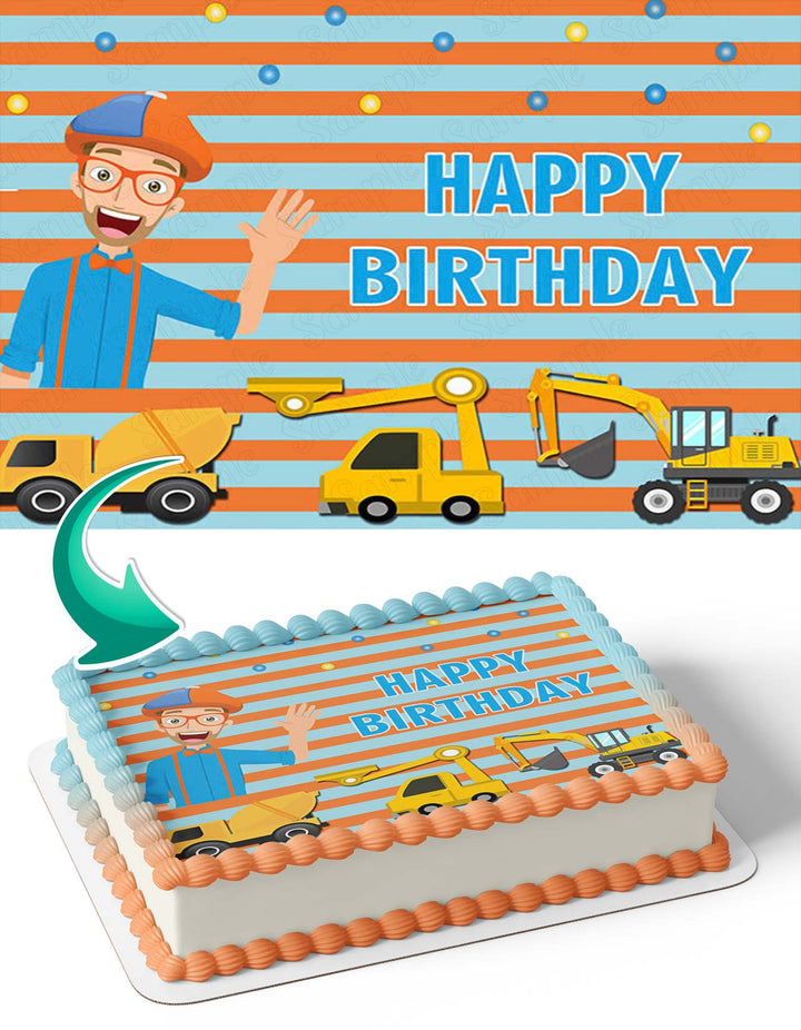 Blippi Construction Vehicles Kids Edible Cake Toppers