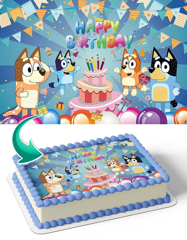 Bluey Bingo Family Kids Dogs Edible Cake Toppers