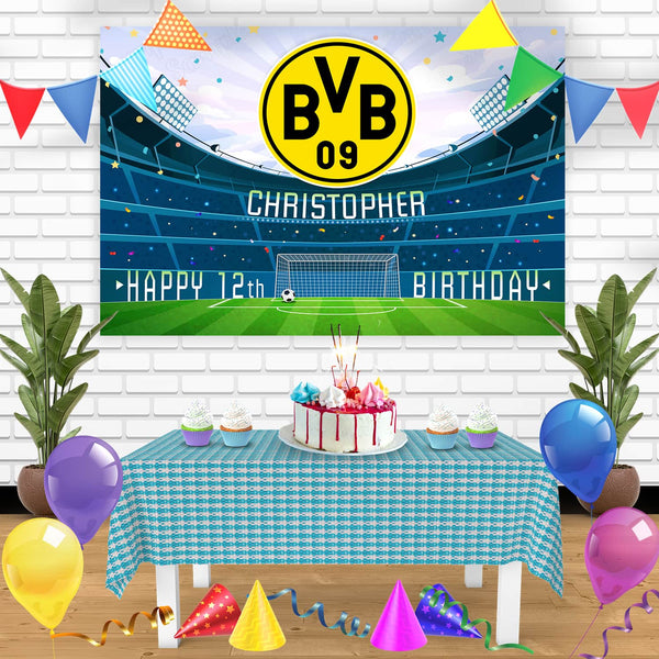 Borussia Dortmund Birthday Banner Personalized Party Backdrop Decoration