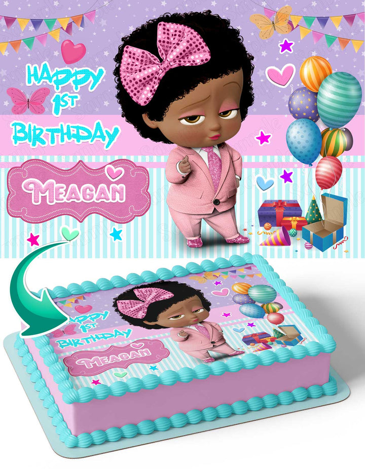 Boss Baby Girl African American Edible Cake Toppers