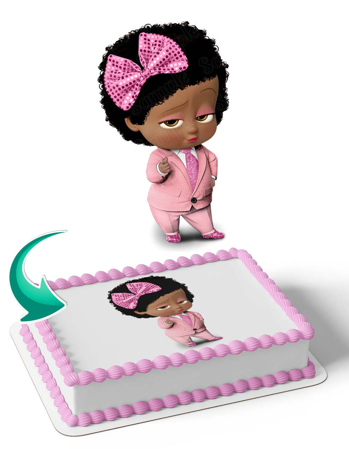 Boss Baby Girl African American Deco Edible Cake Toppers