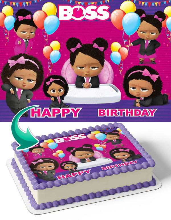 Boss Baby Girl Afro Girsl Cute Edible Cake Toppers