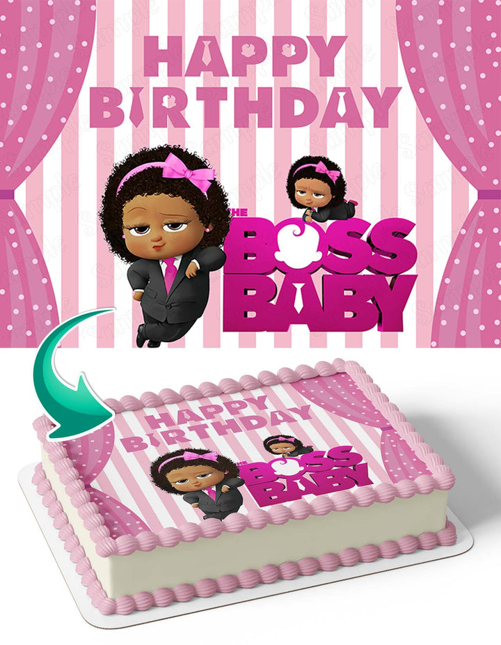 Boss Baby Girl Afro Kids Edible Cake Toppers