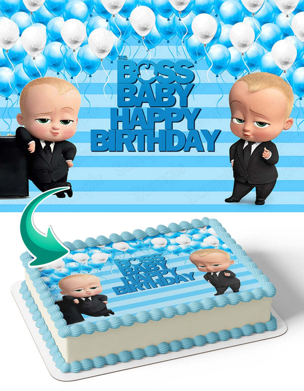 Boss Baby Kids Cartoon B Edible Cake Toppers