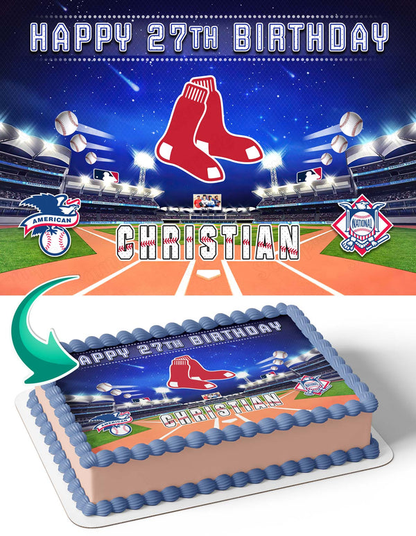 Boston Red Sox Baseball Edible Cake Toppers