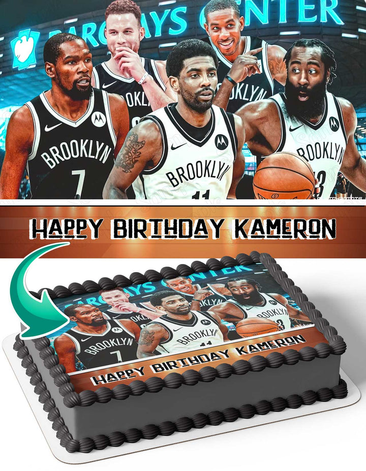 Brooklyn Nets Kevin Durant Kyrie Irving James Harden Edible Cake Toppers