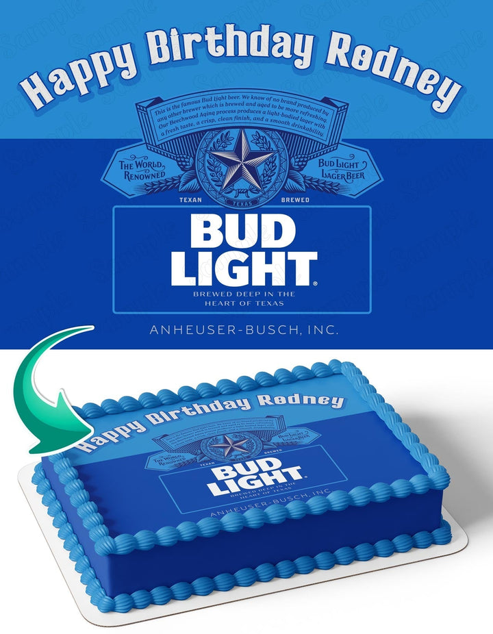 Bud Light Beer Edible Cake Toppers