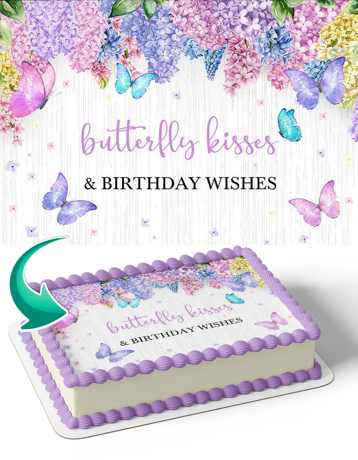 Butterfly Kisses Birthday Edible Cake Toppers