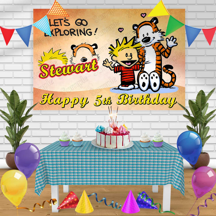 Calvin and Hobbes Birthday Banner Personalized Party Backdrop Decoration