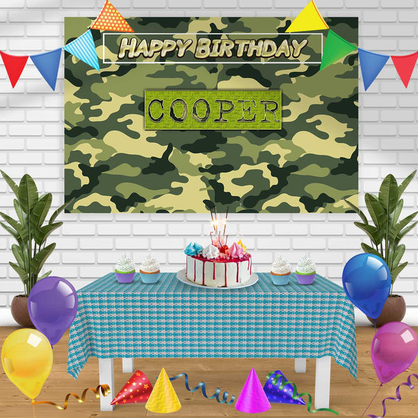 Camouflage Birthday Banner Personalized Party Backdrop Decoration