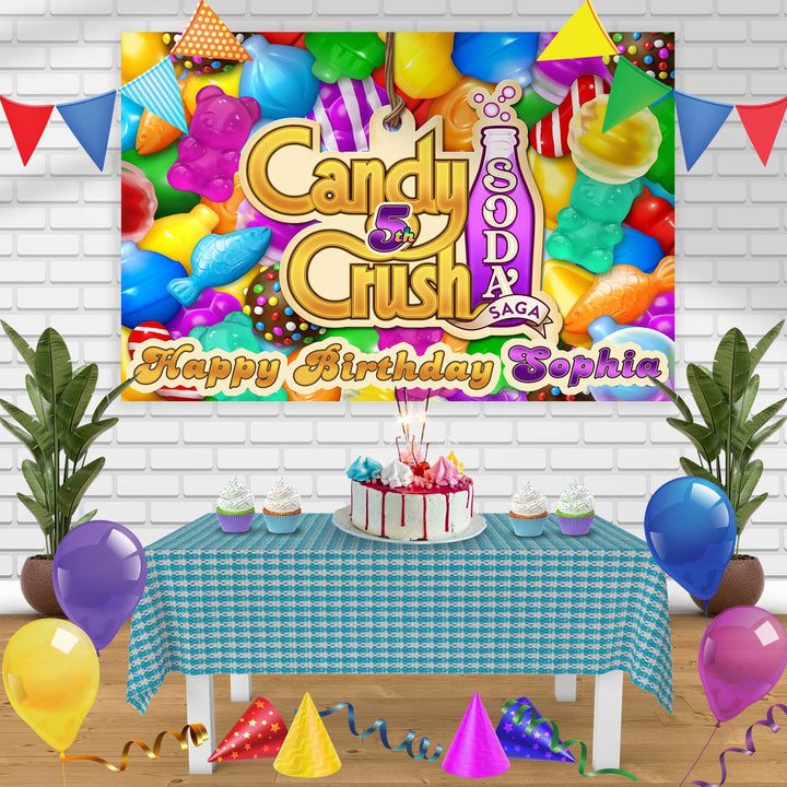Candy Crush Saga Birthday Banner Personalized Party Backdrop Decoration