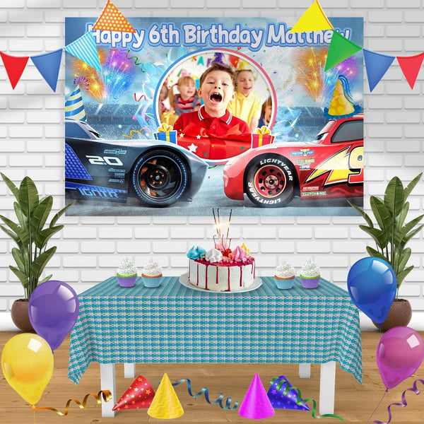 Cars Frame V2 Birthday Banner Personalized Party Backdrop Decoration