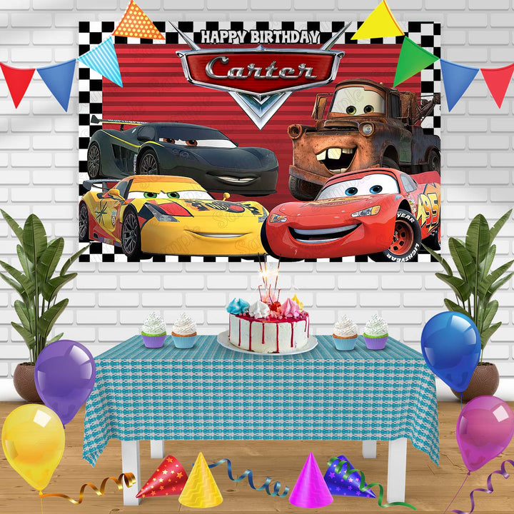 Cars LKP Birthday Banner Personalized Party Backdrop Decoration