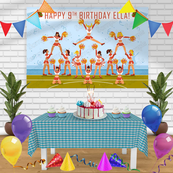 Cheerleader Cheerleading Team Birthday Banner Personalized Party Backdrop Decoration