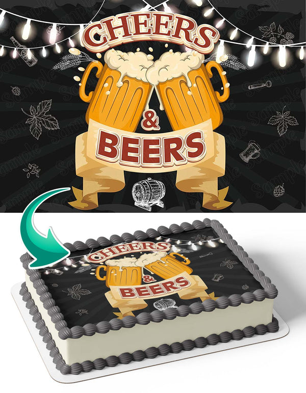 Cheers Beer Drink B Edible Cake Toppers