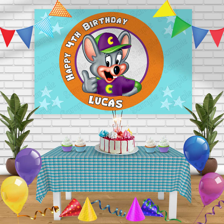 Chuck E Cheese Birthday Banner Personalized Party Backdrop Decoration