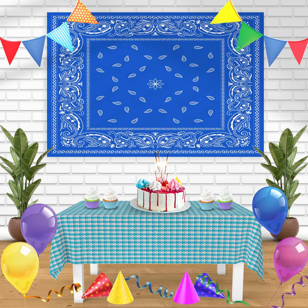 Classic Bandana Blue Bn Birthday Banner Personalized Party Backdrop Decoration