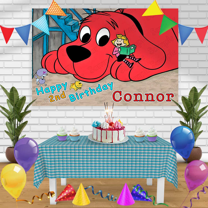 Clifford the Big Red Dog Birthday Banner Personalized Party Backdrop Decoration
