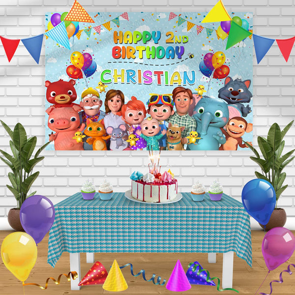 Cocomelon Birthday Banner Personalized Party Backdrop Decoration