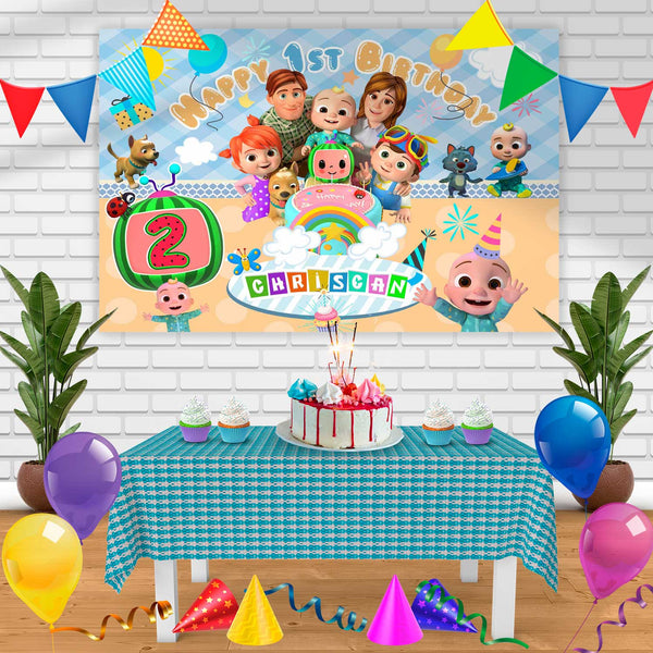 Cocomelon Coco Melon Nursery Birthday Banner Personalized Party Backdrop Decoration