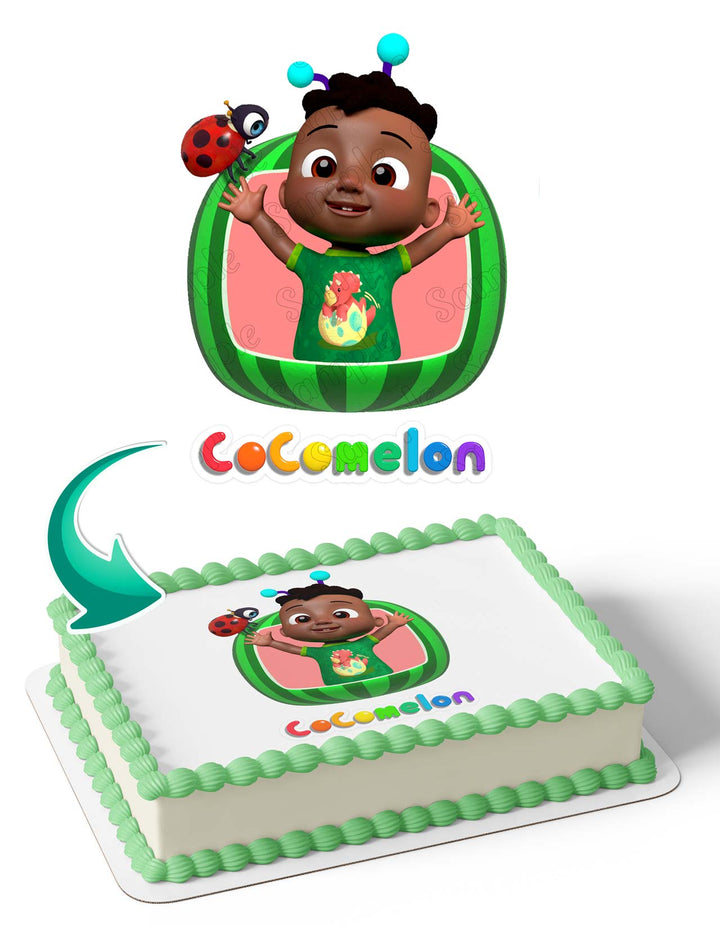 Cocomelon Kid Logo Deco African American Edible Cake Toppers