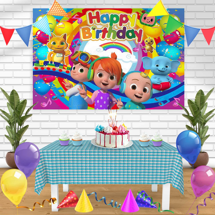 Cocomelon Rainbow Song Bn Birthday Banner Personalized Party Backdrop Decoration