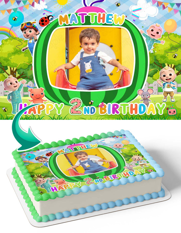 Watermelon Kids Nursery  Photo Frame Edible Cake Topper Image